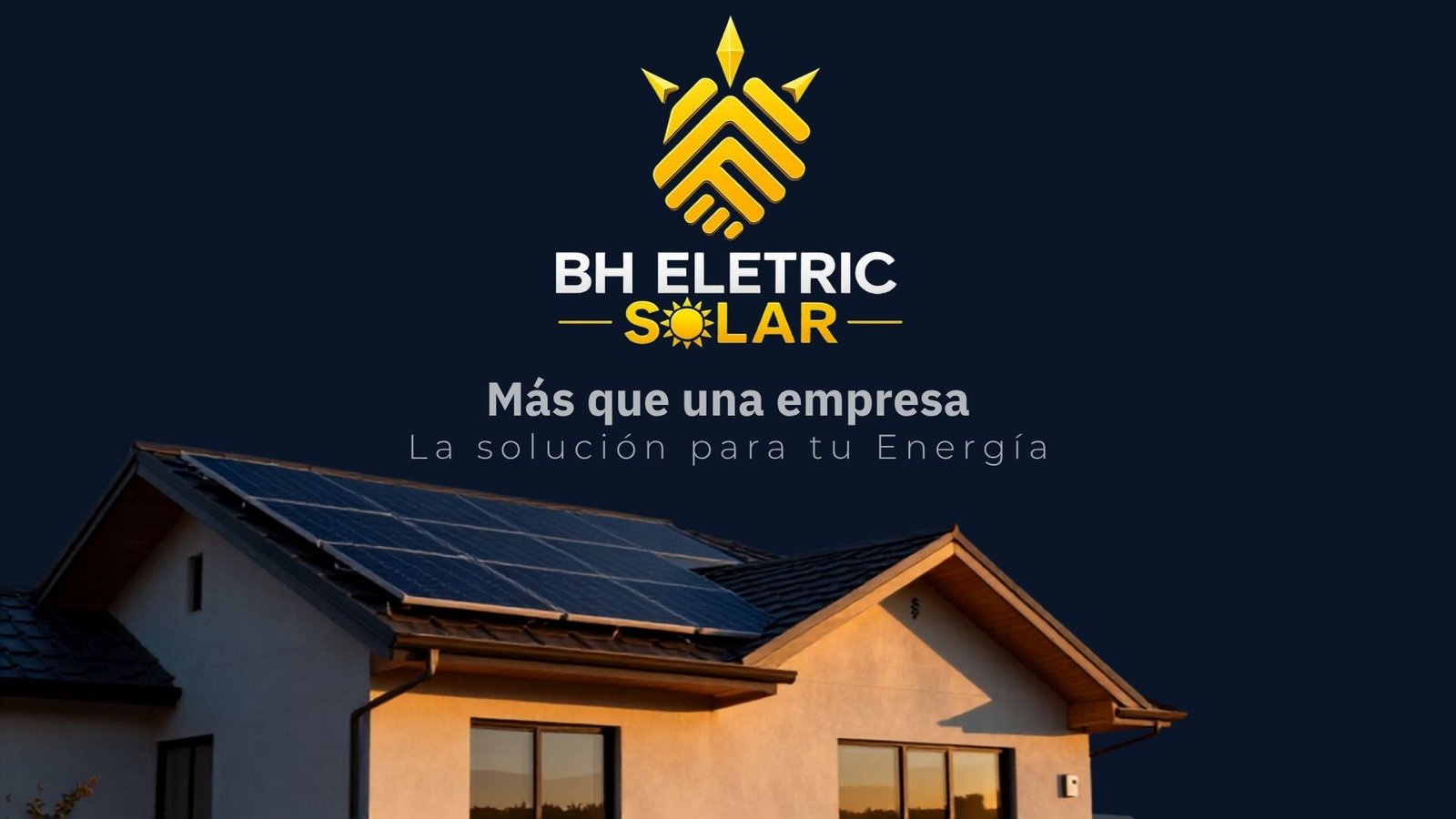 Portada del sitio BH Electric Solar, muestra paneles instalados en un techo residencial